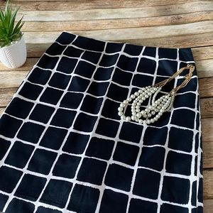 Trina Turk Navy White Windowpane Skirt Size 6